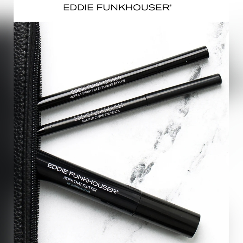 EDDIE FUNKHOUSER ALL EYE NEED Set: Mascara & Eyeliner Trio NEW